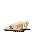 Beige Leather Strap-On Sandals
