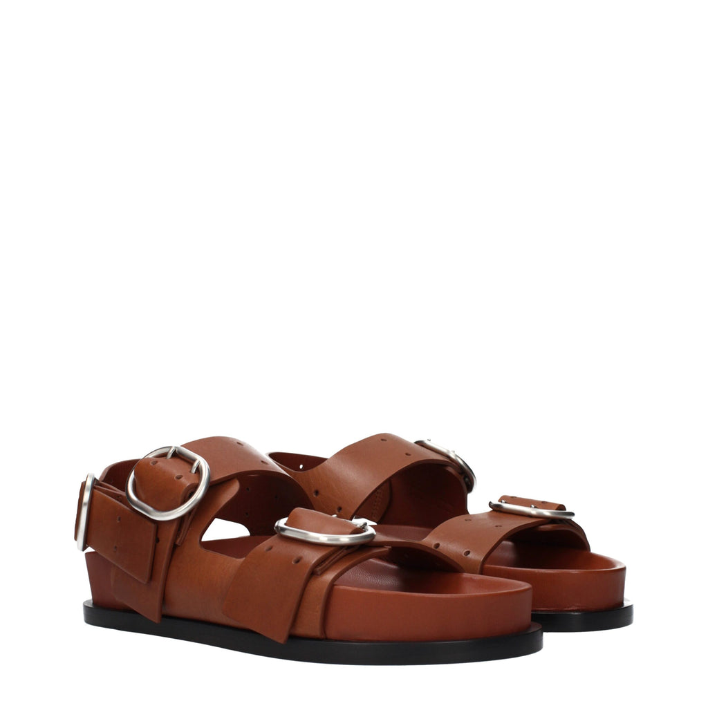 Brown Leather Strap-On Sandals