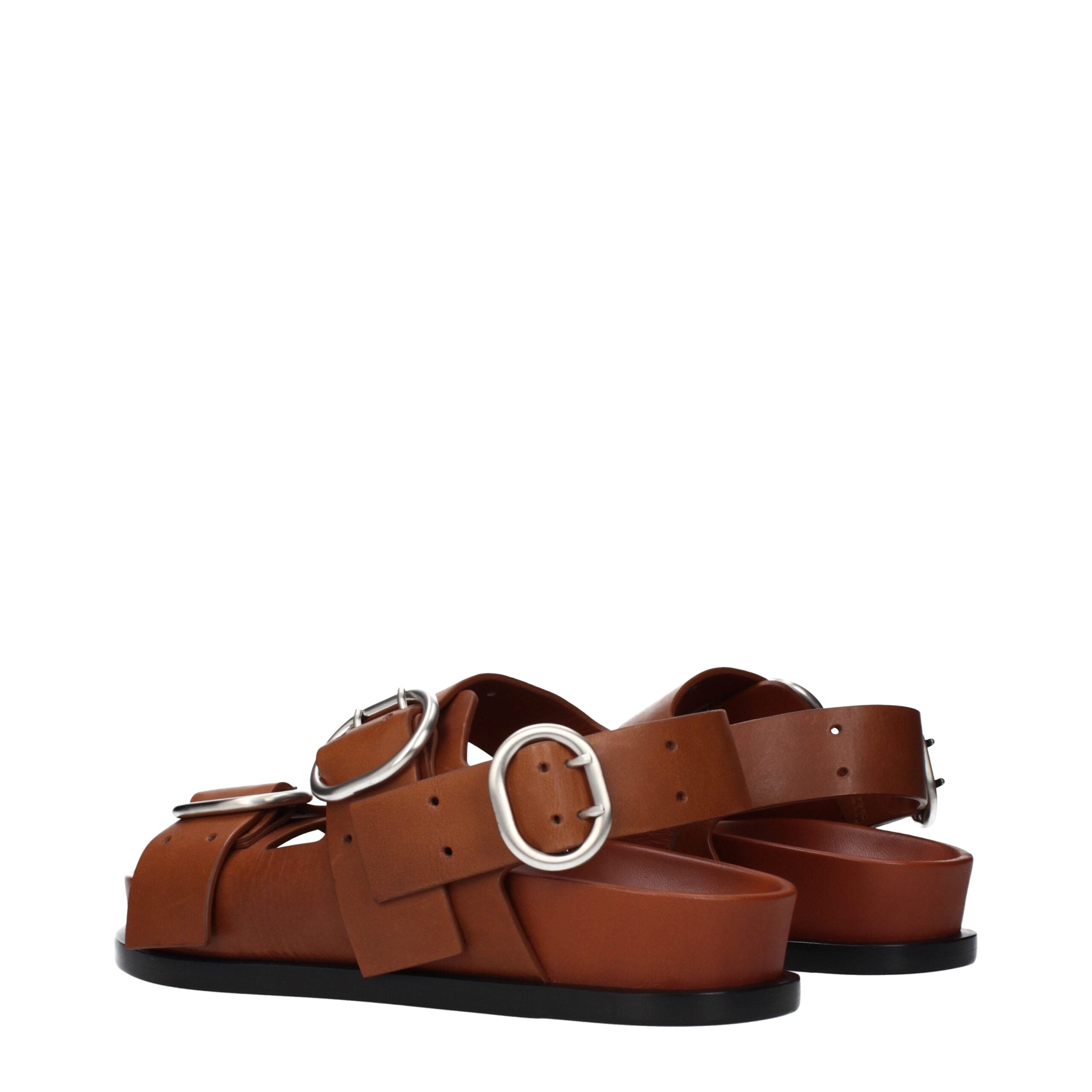 Brown Leather Strap-On Sandals
