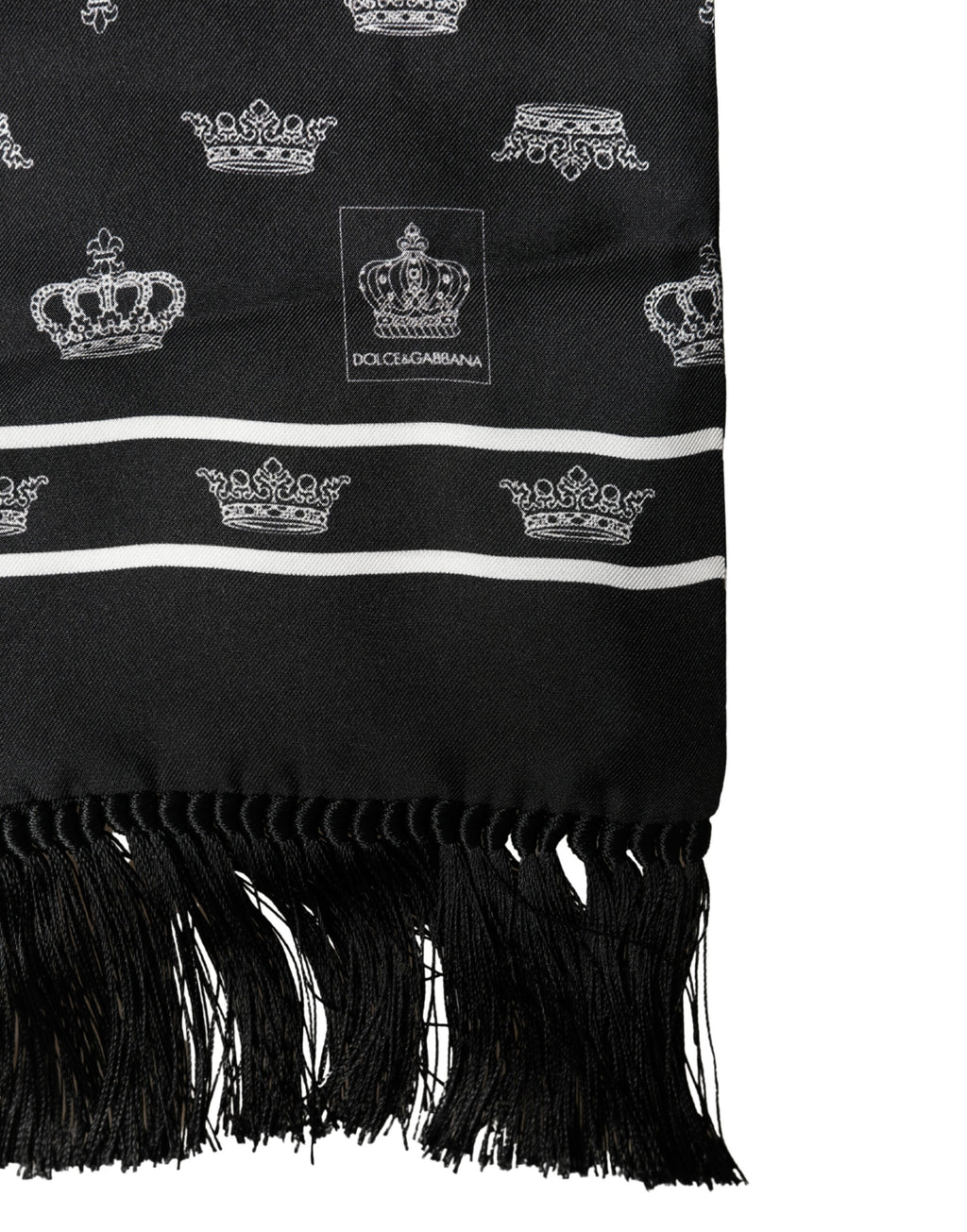 Black Silk Crown Fringes Neck Wrap Shawl 136cm X 15cm Scarf