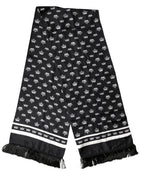 Black Silk Crown Fringe Neck Wrap 173cm x 32.5cm Scarf