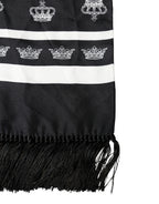 Black Silk Crown Fringe Neck Wrap 173cm x 32.5cm Scarf