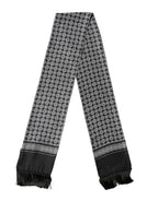 Black White Silk Geometric Neck Wrap 142cm X 15cm Scarf