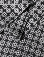Black White Silk Geometric Neck Wrap 142cm X 15cm Scarf