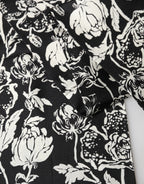 Black White Silk Floral Print Fringe 136cm X 15.5cm  Scarf