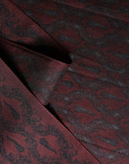 Burgundy Black Silk Paisley Foulard 135cm X 22cm  Scarf