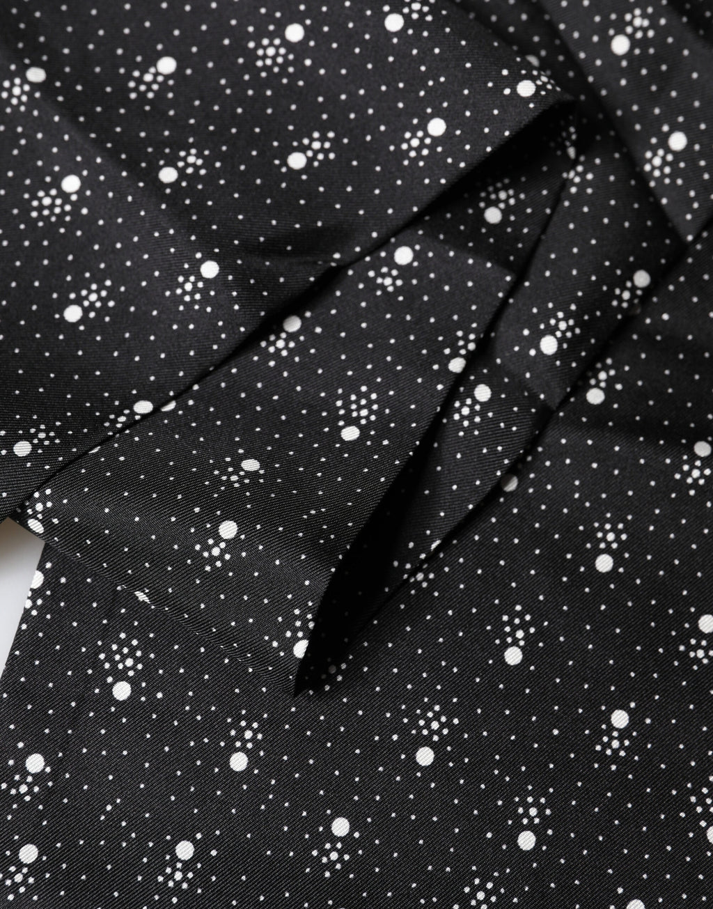 Black White Silk Dotted Print Foulard 140cm X 15cm Scarf