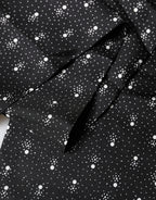 Black White Silk Dotted Print Foulard 140cm X 15cm Scarf