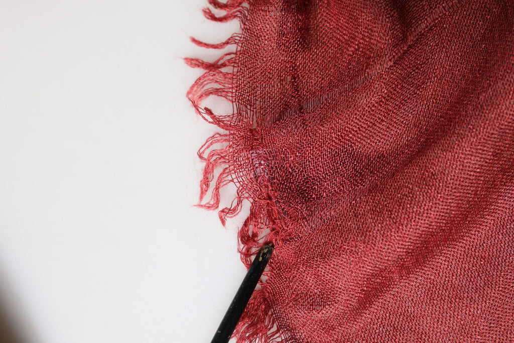 Red Cashmere Silk Fringe Wrap Foulard 200cm X 70cm Scarf