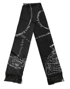 Black Logo Script Print Sik Foulard 137.5cm X 15cm Scarf