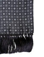 Black Silk Geometric Fringe Wrap Foulard 136cm X 15cm  Scarf