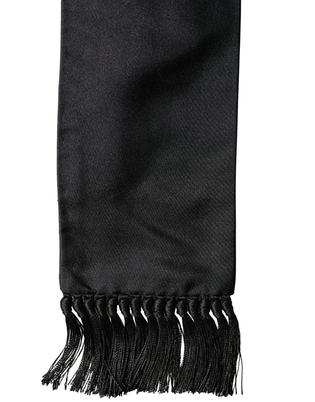 Black Silk Fringe Neck Wrap Foulard 160.5cm x 8cm  Scarf