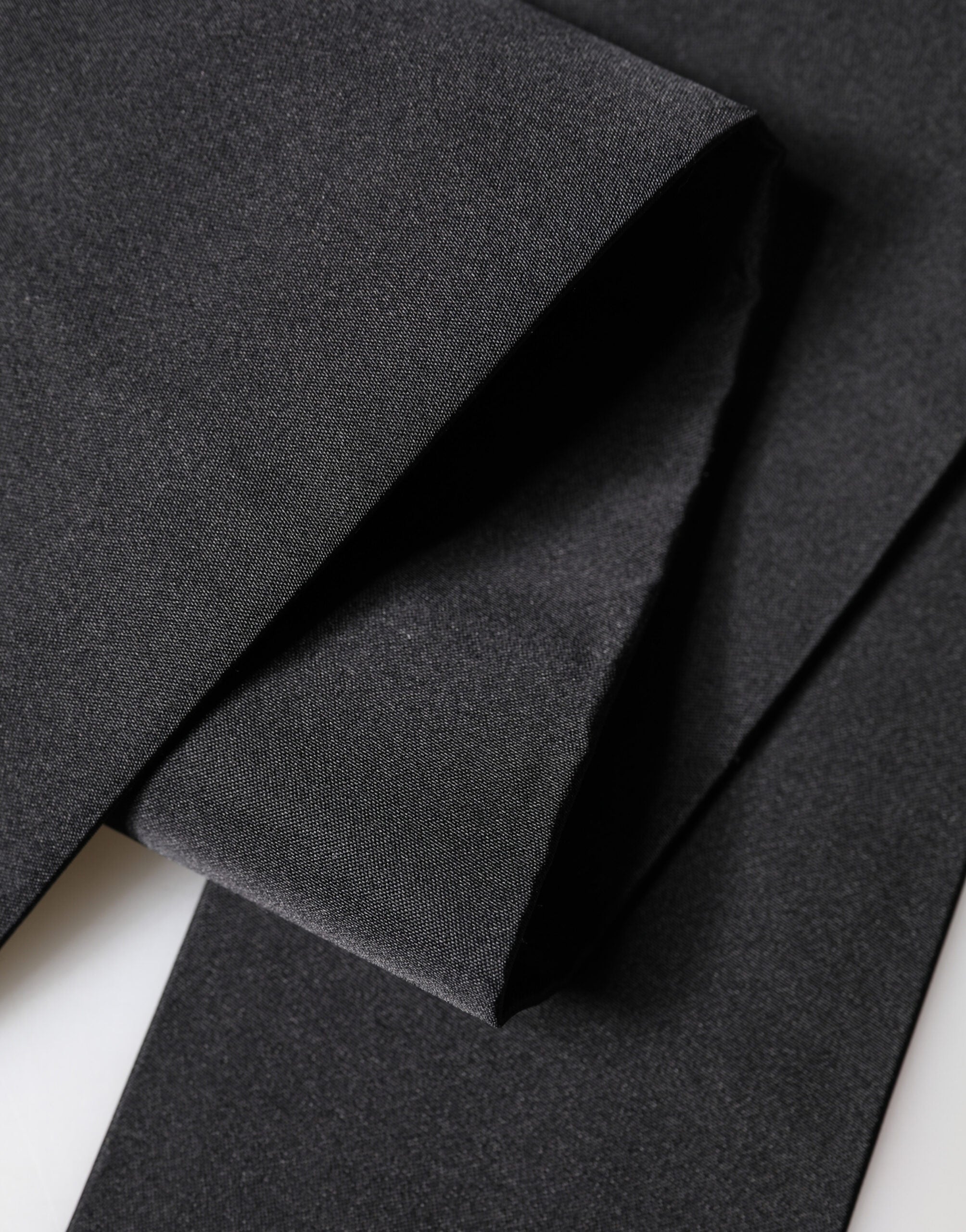 Black Silk Fringe Neck Wrap Foulard 160.5cm x 8cm  Scarf