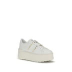 White Calf Leather Bos Taurus Platform Sneakers