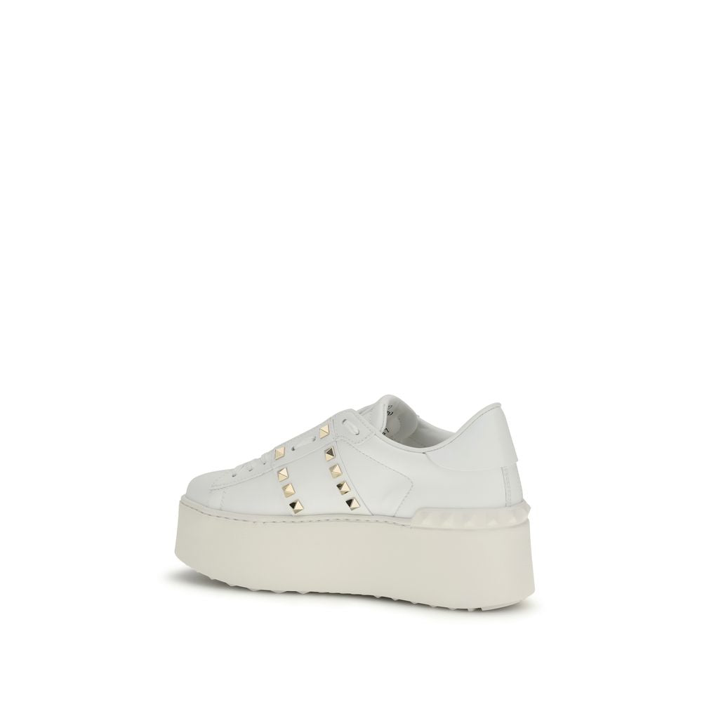 White Calf Leather Bos Taurus Platform Sneakers
