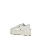 White Calf Leather Bos Taurus Platform Sneakers