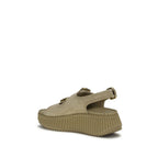 Beige Calf Leather Bos Taurus Platform Sandals