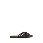 Brown Calf Leather Bos Taurus Flat Sandals
