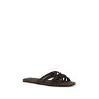 Brown Calf Leather Bos Taurus Flat Sandals