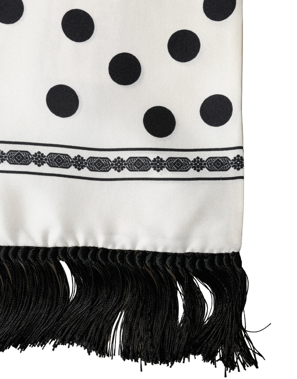 White Black Polka Dot Neck Wrap Foulard 165.5cmx32cm Scarf