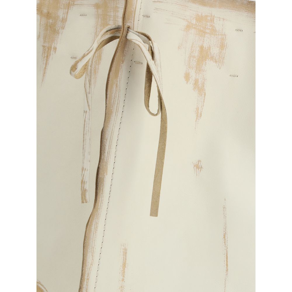 White Leather Midi Skirt