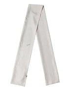 White Brown Polka Dot Silk Bandeau Neck Wrap 151cm x 13cm  Scarf