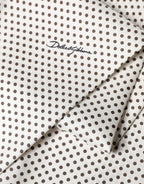 White Brown Polka Dot Silk Bandeau Neck Wrap 151cm x 13cm  Scarf