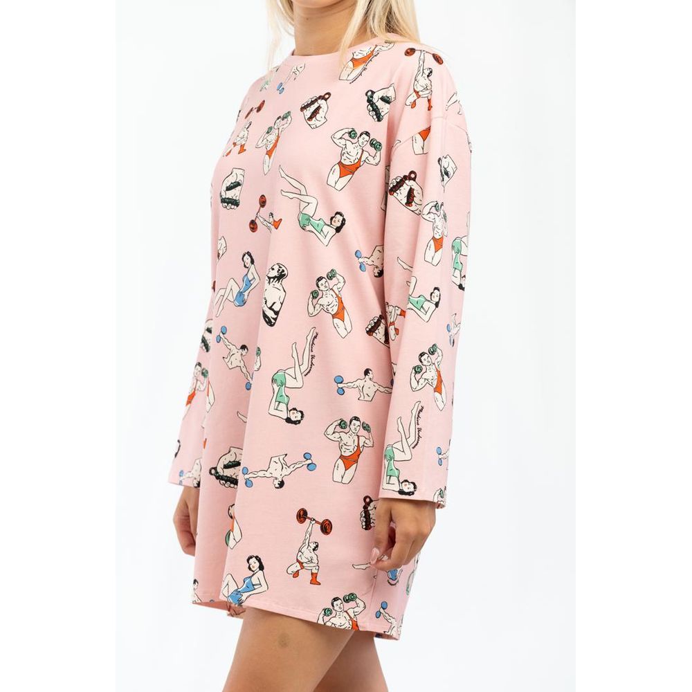 Pink Cotton Casual Dress