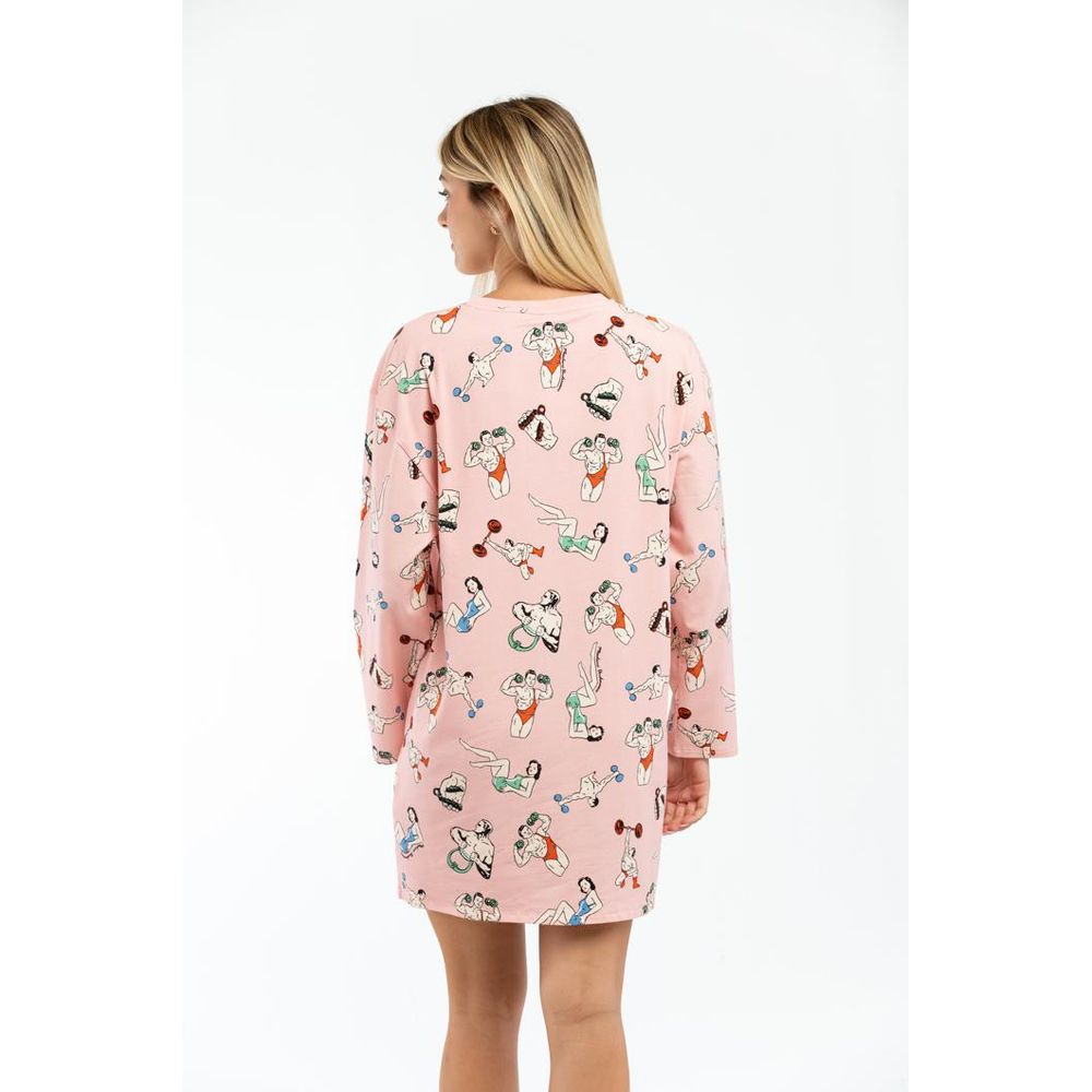 Pink Cotton Casual Dress