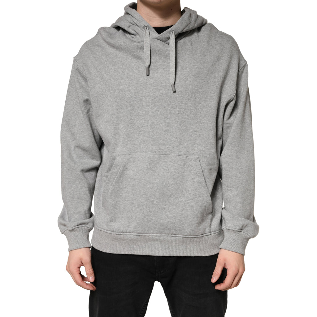 Gray Cotton Hooded Sweatshirt Sweater