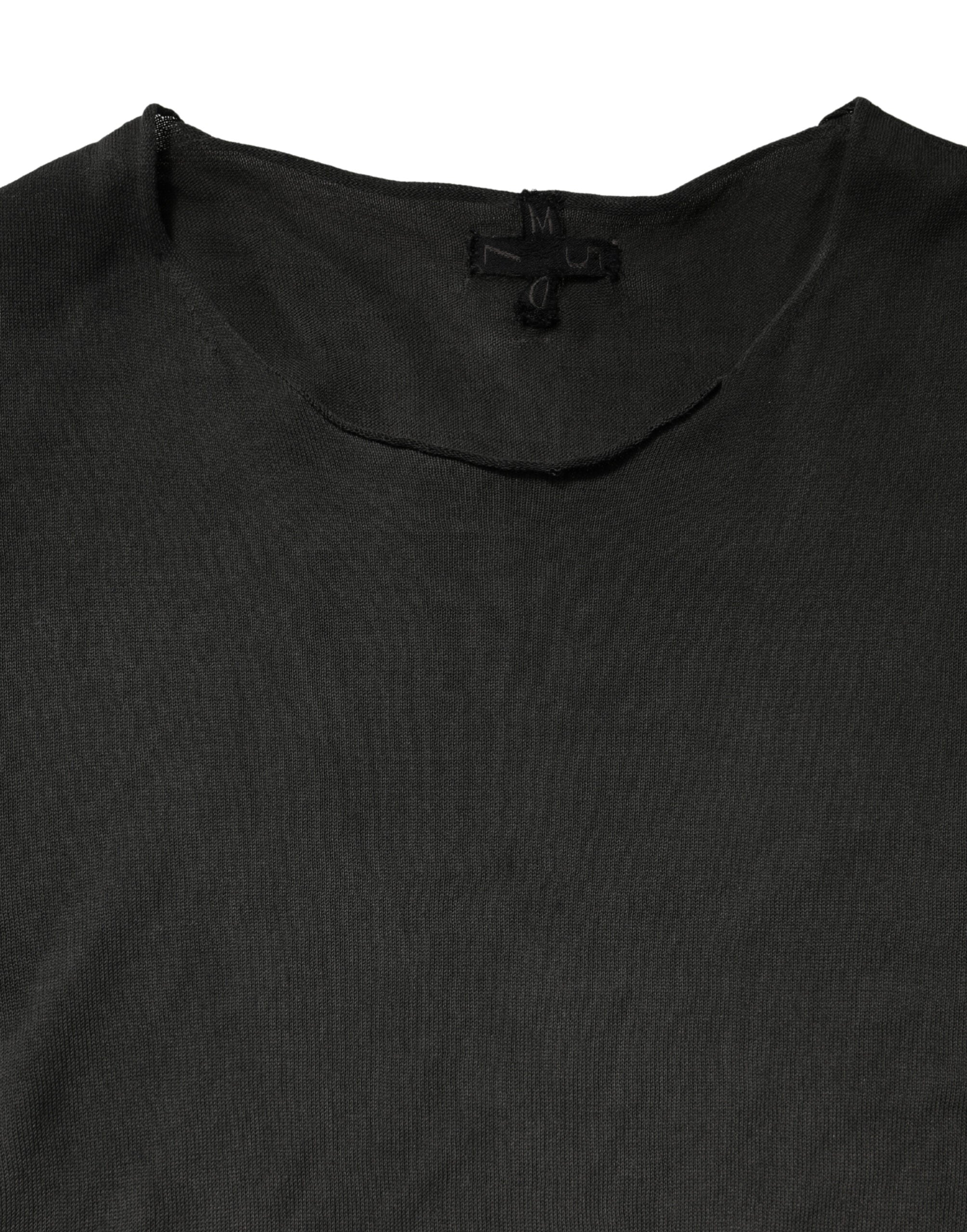 Sweater Black Cotton Crewneck Sweatshirt