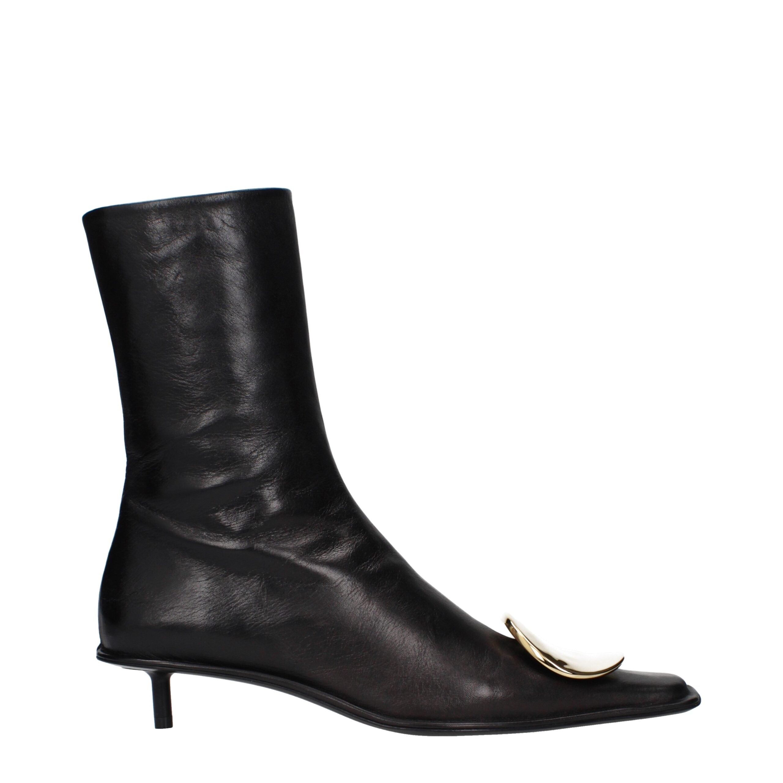 Black Leather Ankle Boots