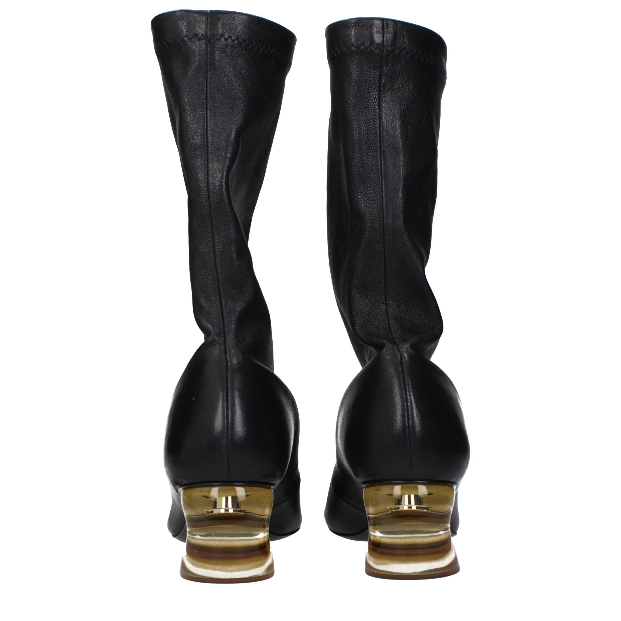 Black Leather Ankle Boots