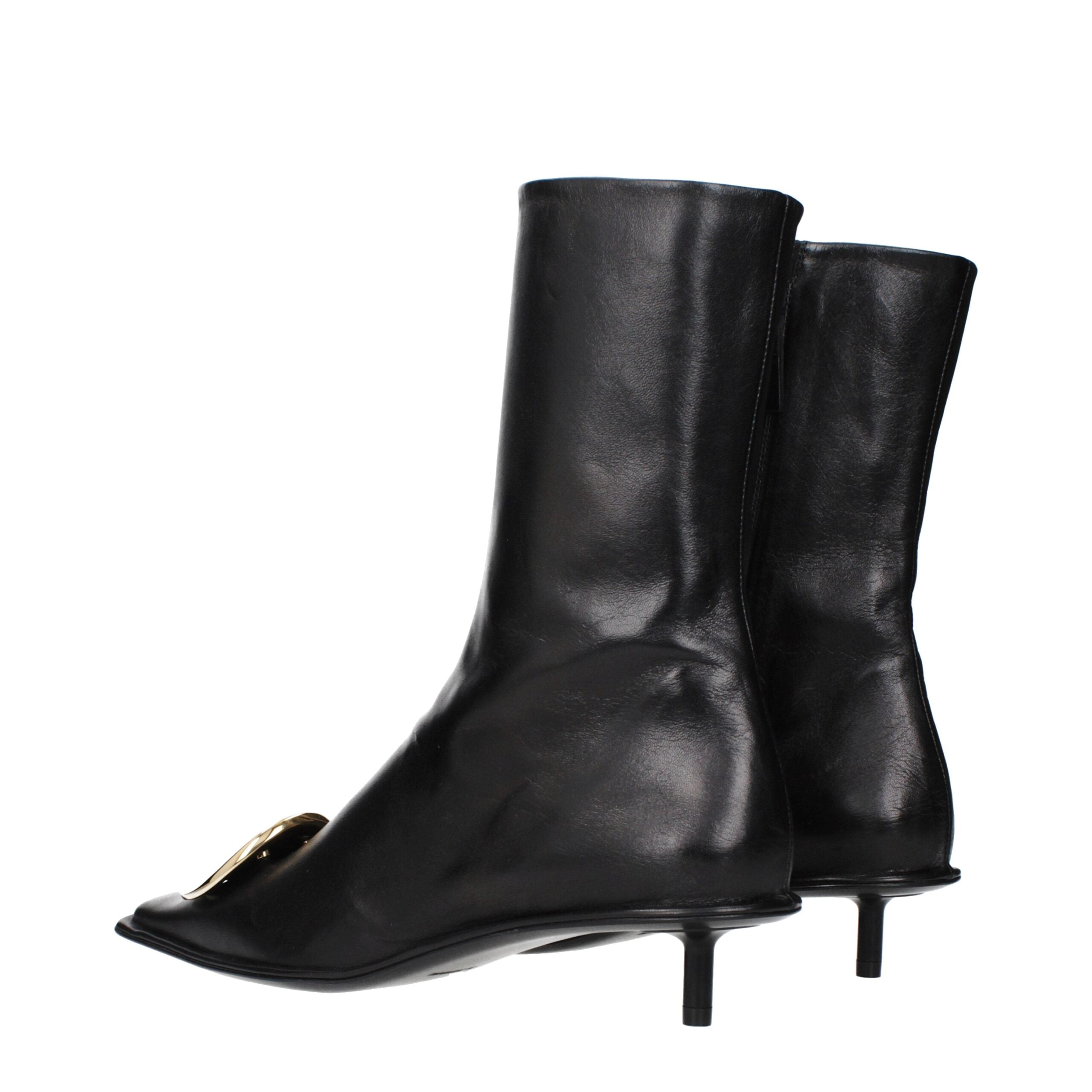 Black Leather Ankle Boots