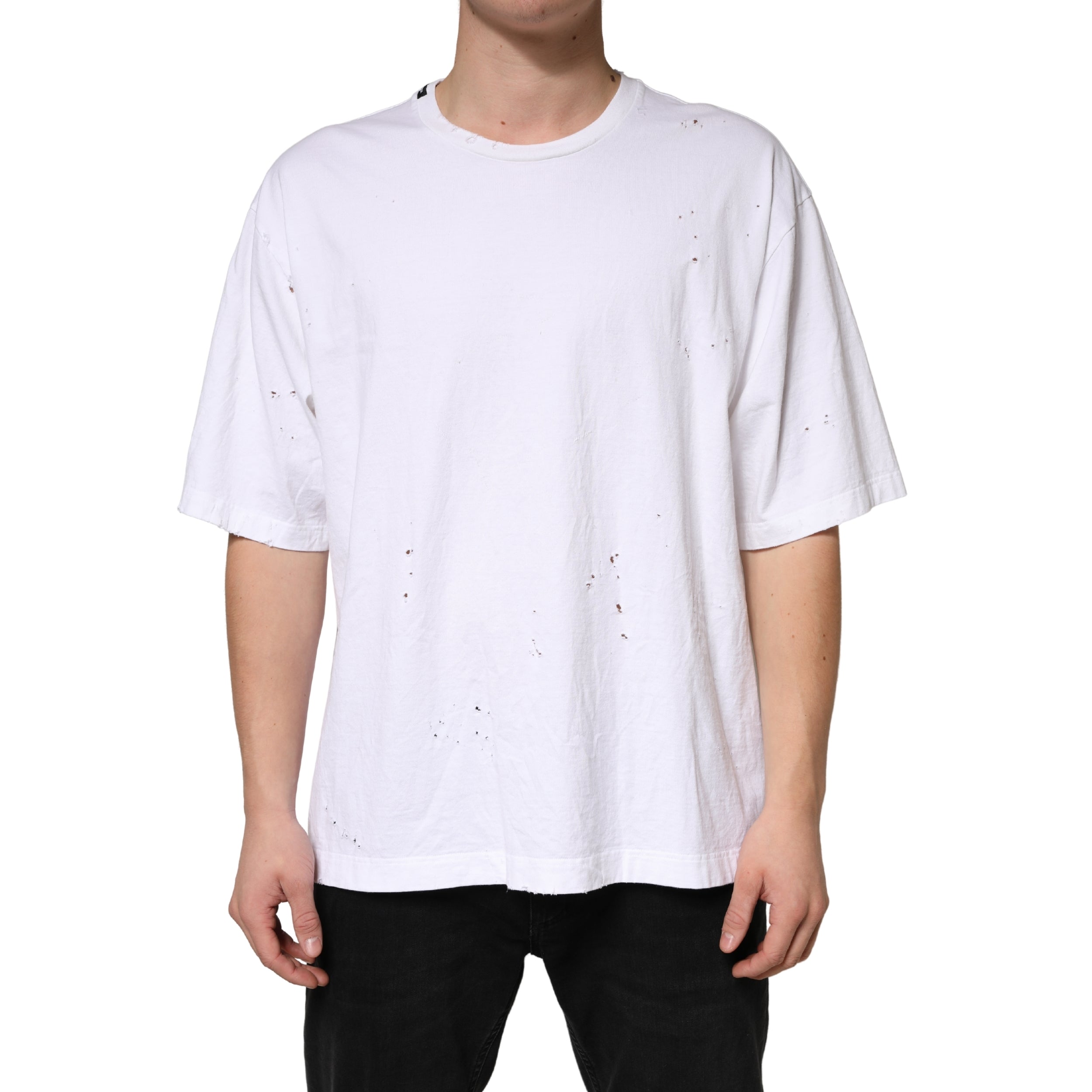 White Cotton Crewneck Short Sleeve T-Shirt
