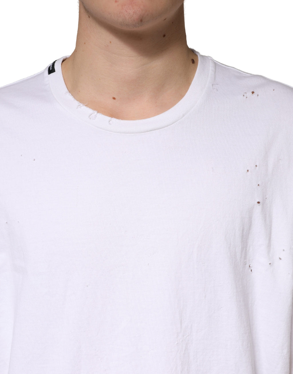White Cotton Crewneck Short Sleeve T-Shirt