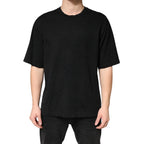 Black Cotton Crewneck Short Sleeve  T-Shirt