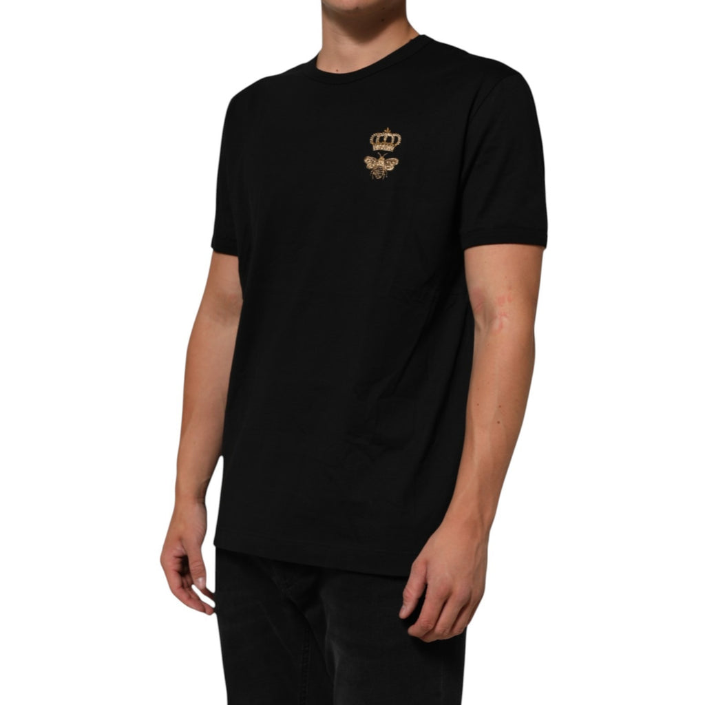 Black Crown Bee Cotton Short Sleeve T-shirt