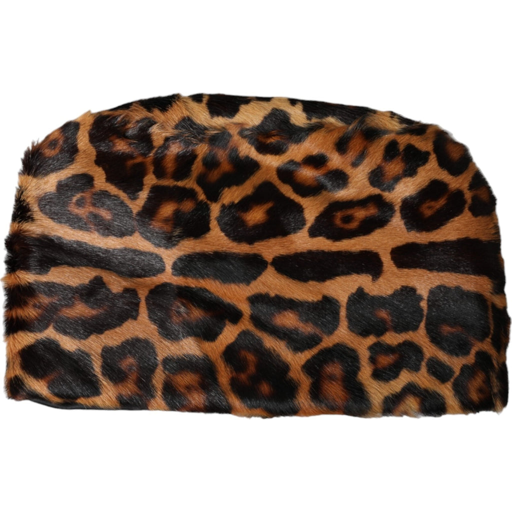 Brown Leopard Fur Women Bucket Capello Hat