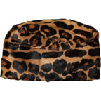 Brown Leopard Fur Women Bucket Capello Hat