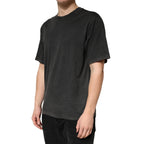 Black Cotton Crewneck Short Sleeve  T-Shirt