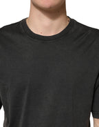 Black Cotton Crewneck Short Sleeve  T-Shirt