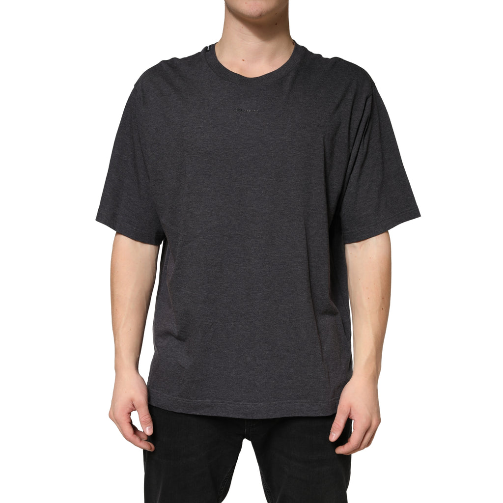 Dark Grey Cotton Crewneck Short Sleeve