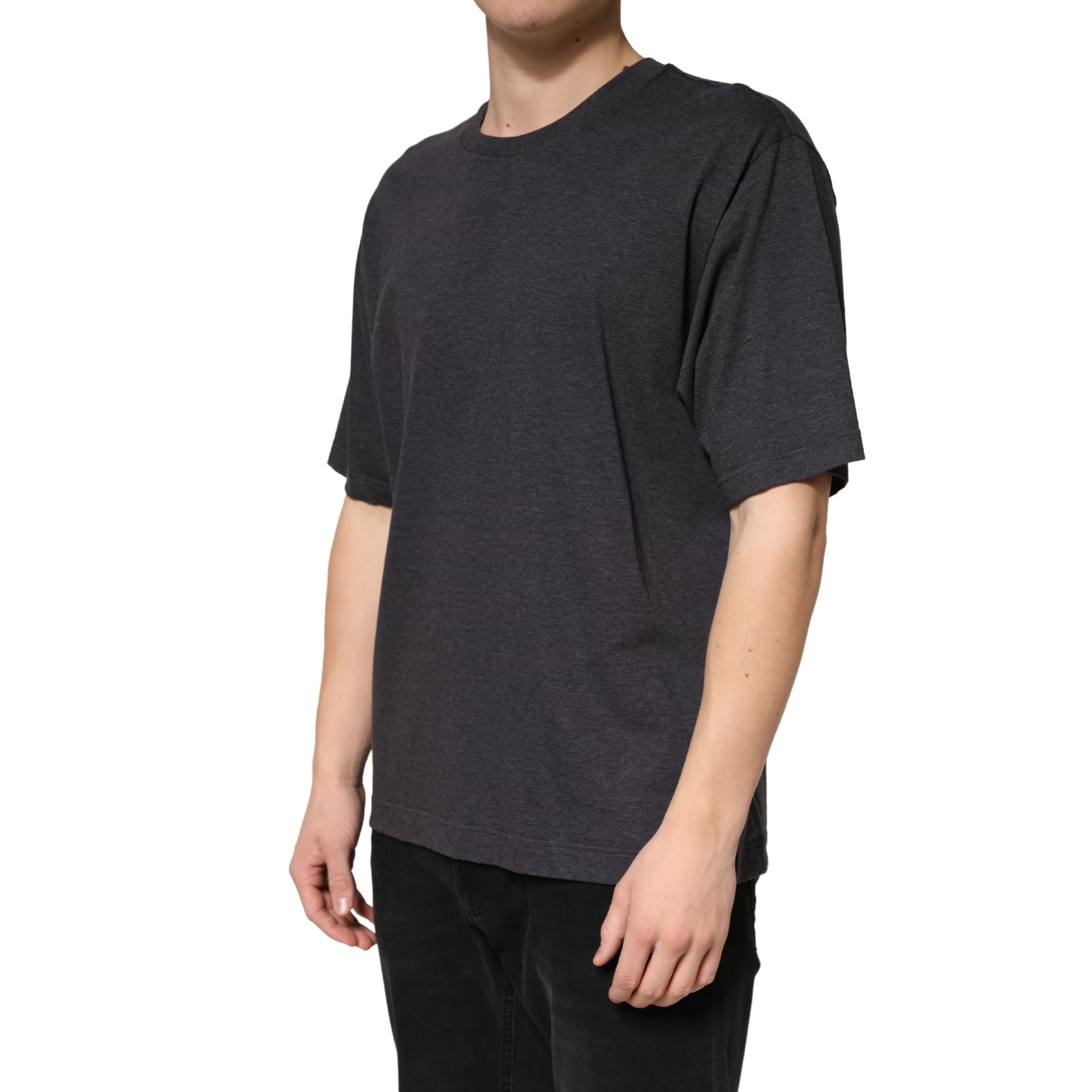 Dark Grey Cotton Crewneck Short Sleeve