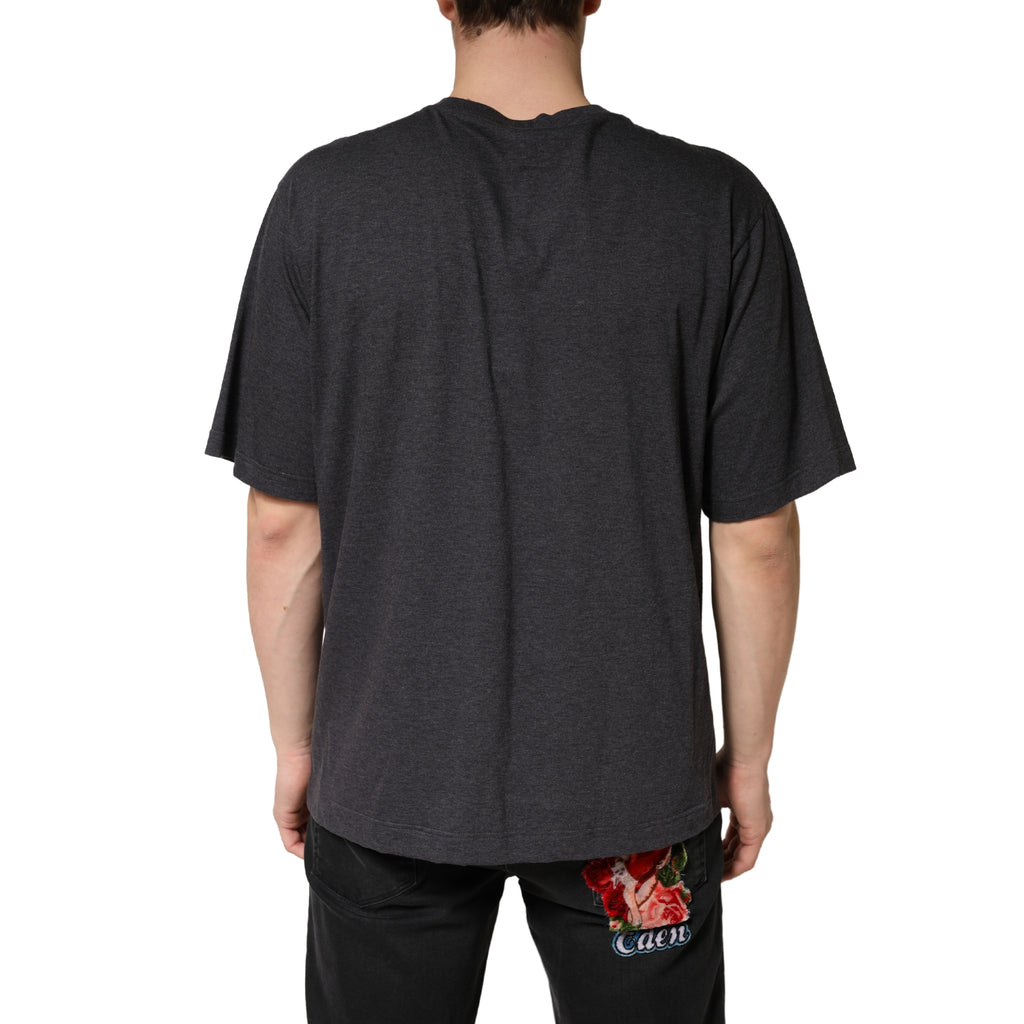 Dark Grey Cotton Crewneck Short Sleeve