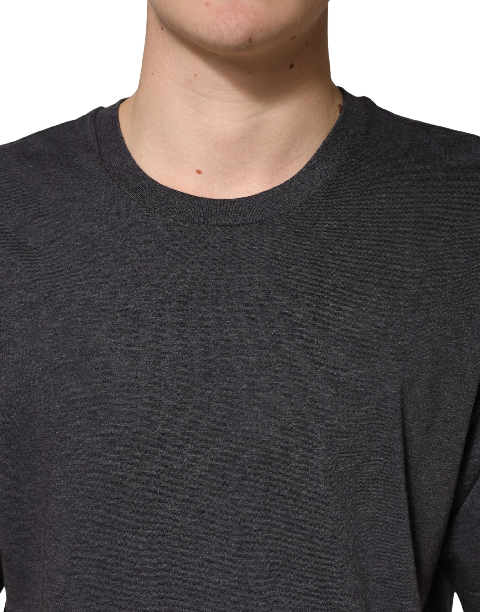 Dark Grey Cotton Crewneck Short Sleeve