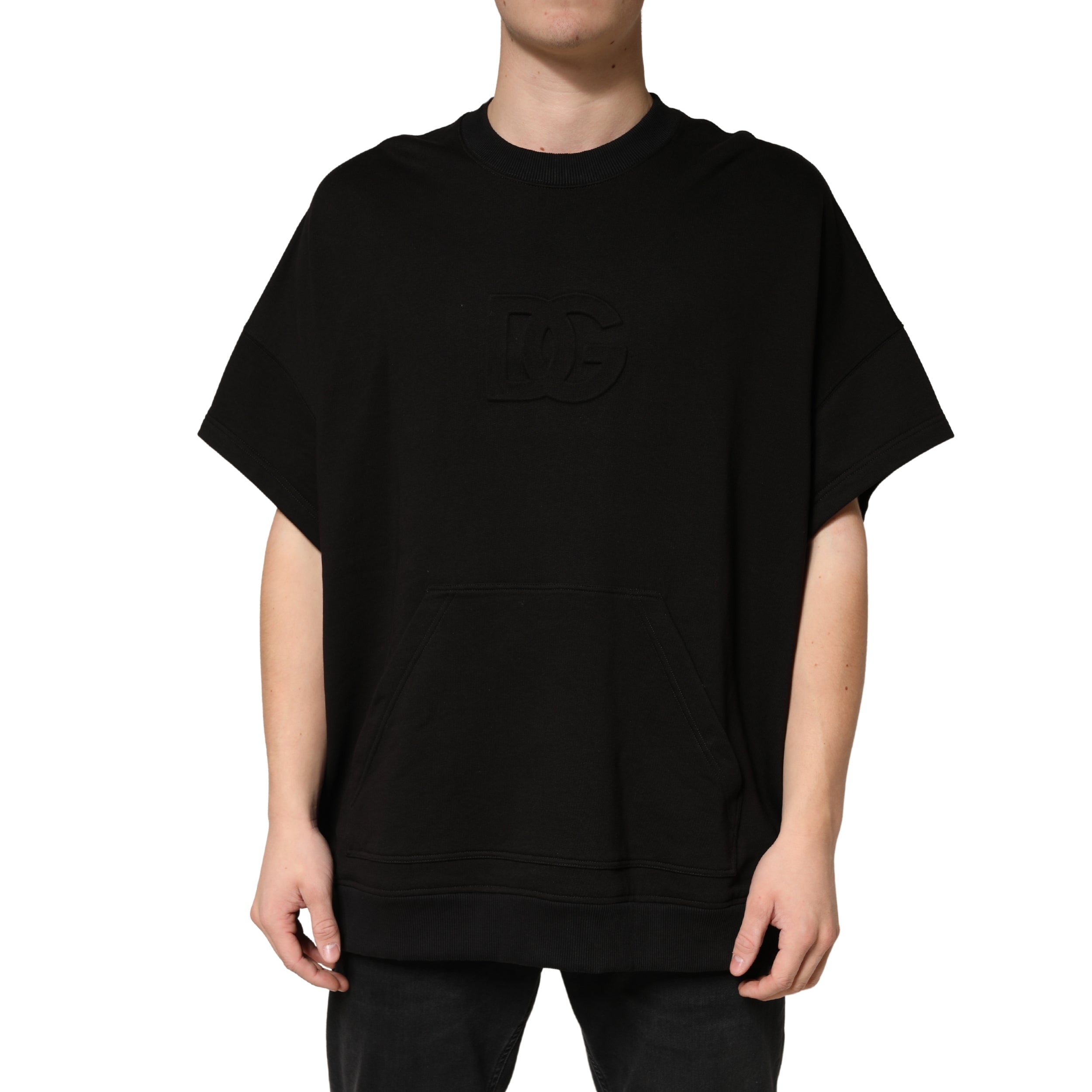Black Cotton Crewneck Short Sleeve T-Shirt