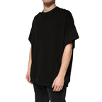 Black Cotton Crewneck Short Sleeve T-Shirt