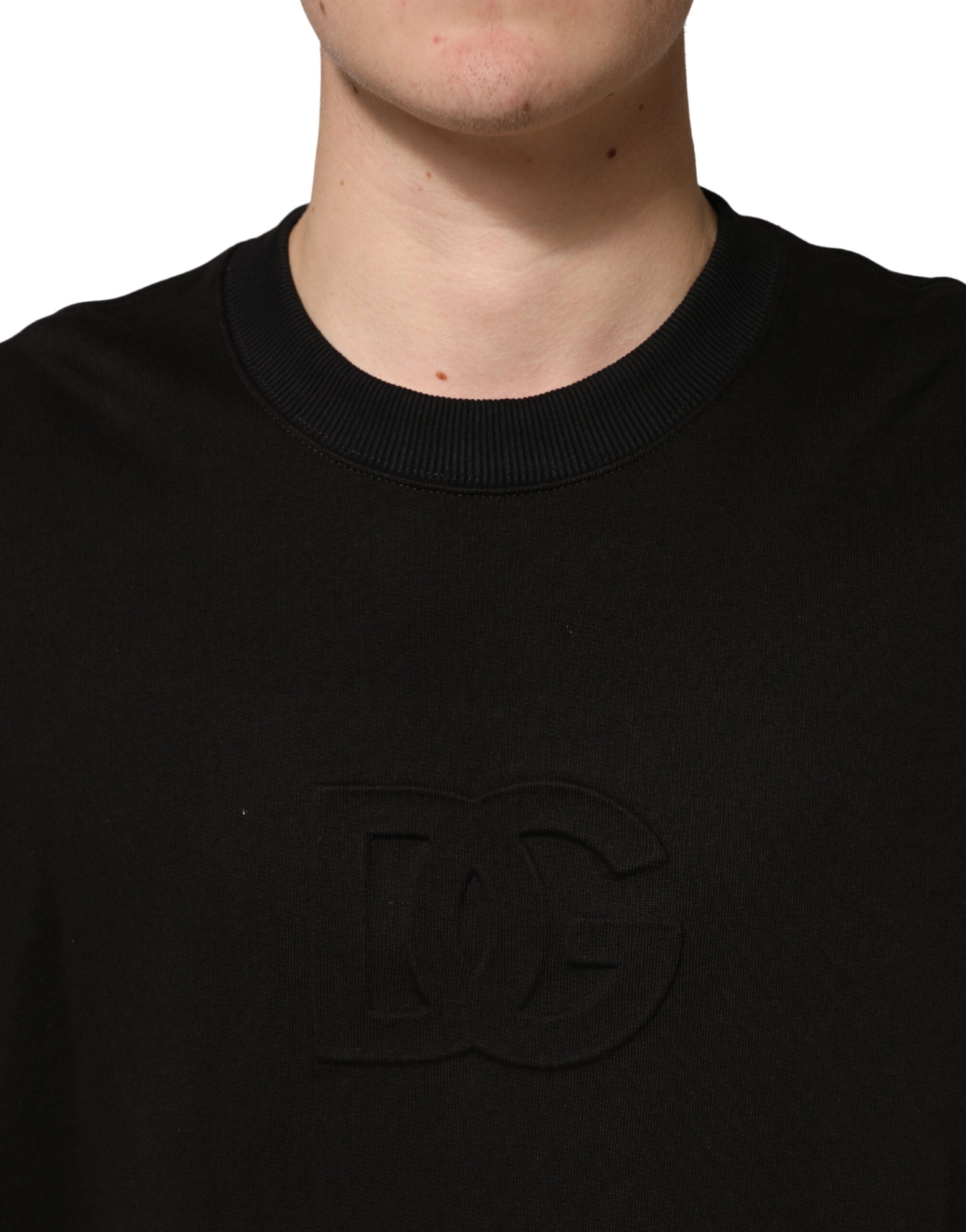 Black Cotton Crewneck Short Sleeve T-Shirt