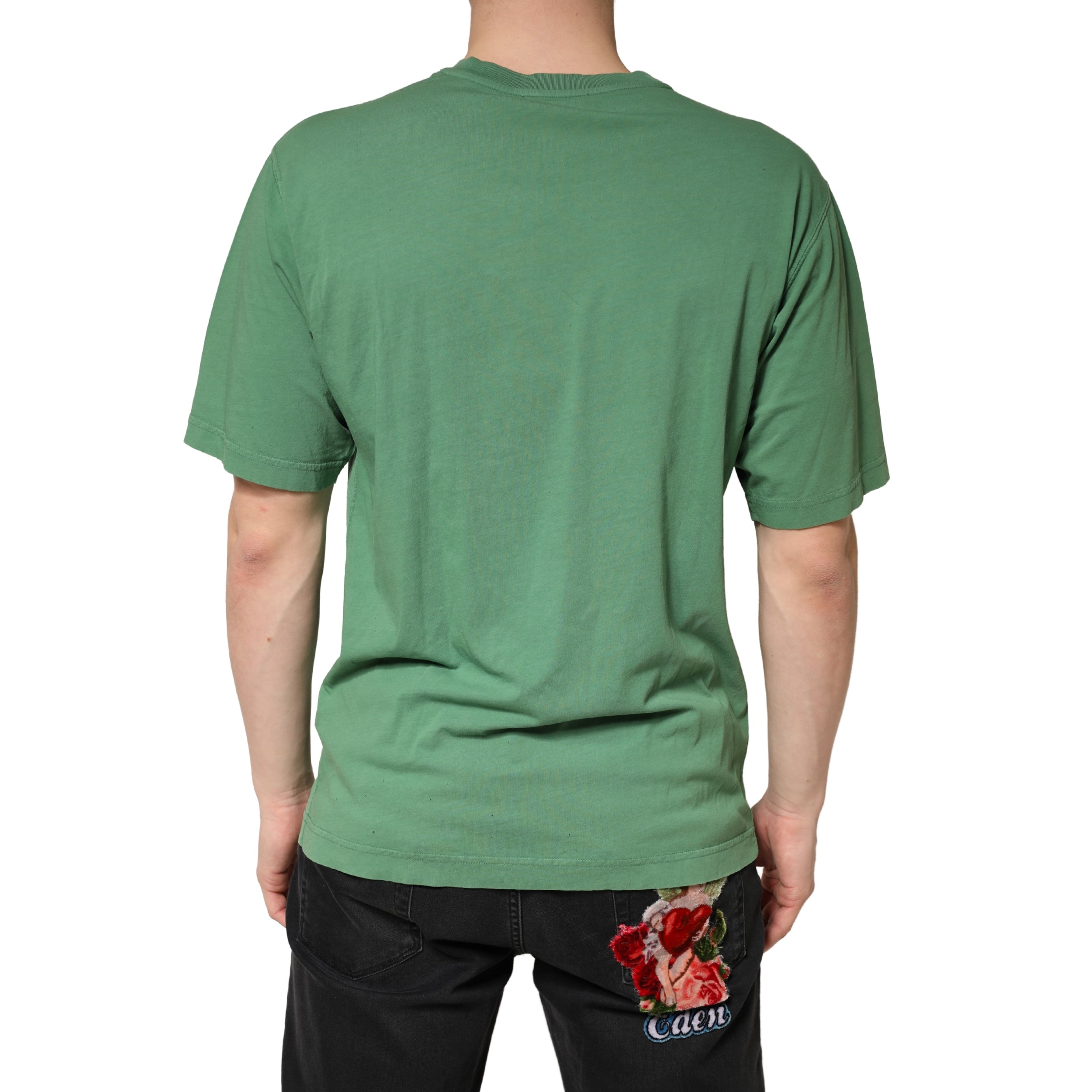 LightGreen Cotton Crewneck Short Sleeve T-Shirt